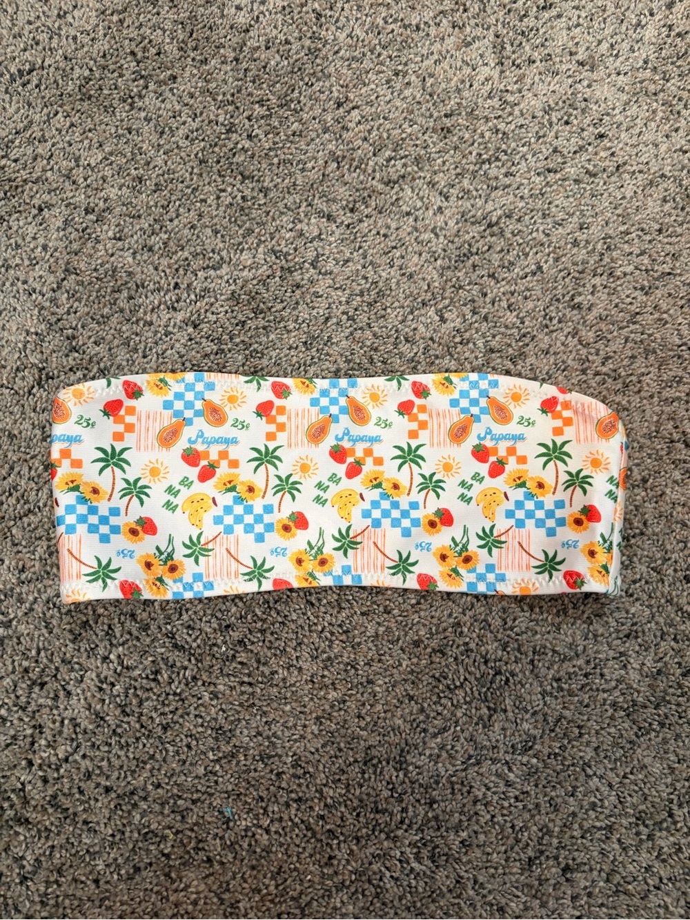 Kulani Kinis Tropical Bandeau Bikini Top - White, Blue, Yellow, Green, Orange